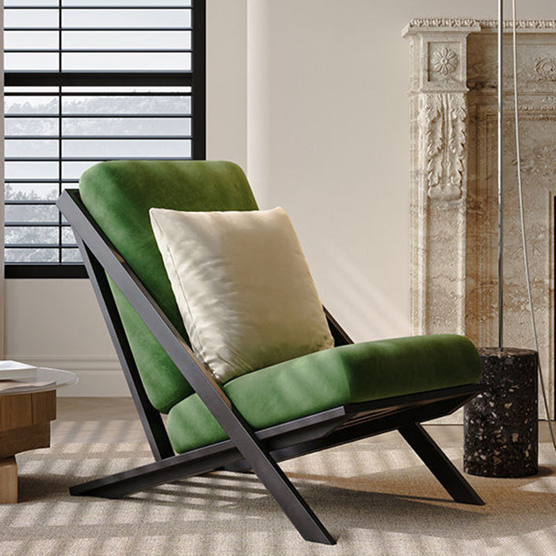 Minimalist Velvet Fabric Carbon Steel Lounge Chair