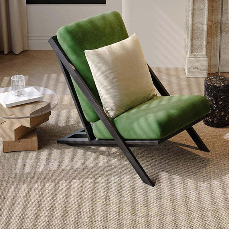 Minimalist Velvet Fabric Carbon Steel Lounge Chair