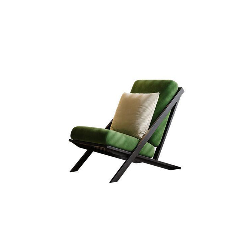 Minimalist Velvet Fabric Carbon Steel Lounge Chair