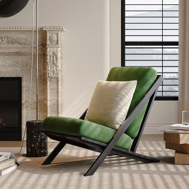 Minimalist Velvet Fabric Carbon Steel Lounge Chair