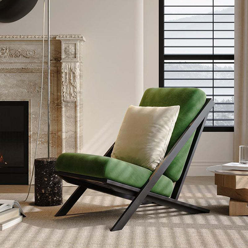 Minimalist Velvet Fabric Carbon Steel Lounge Chair