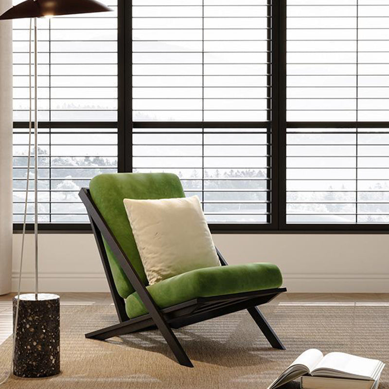 Minimalist Velvet Fabric Carbon Steel Lounge Chair