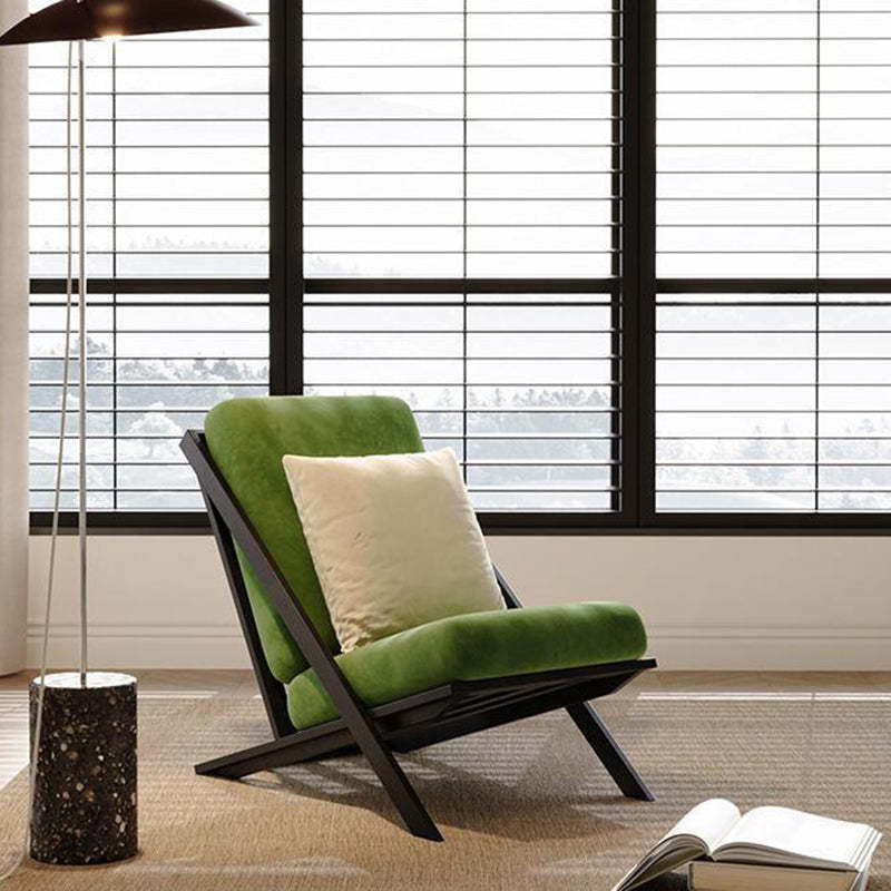 Minimalist Velvet Fabric Carbon Steel Lounge Chair