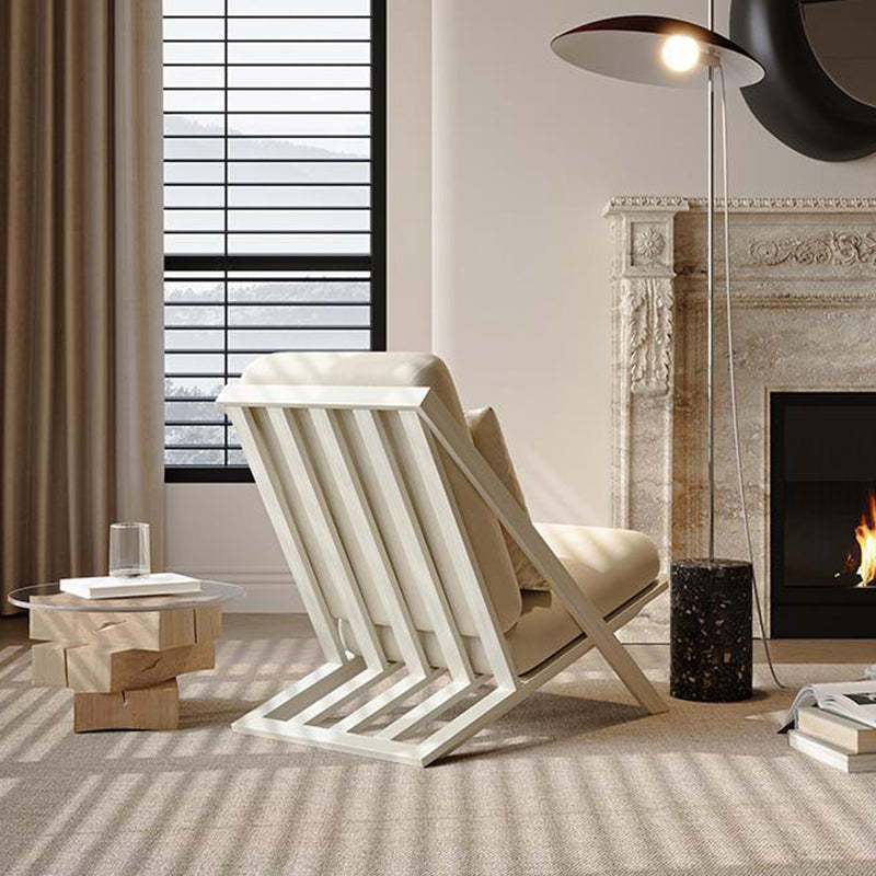 Minimalist Velvet Fabric Carbon Steel Lounge Chair