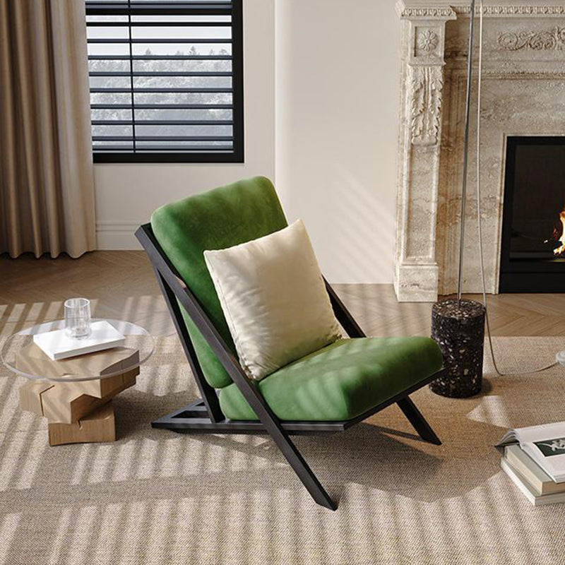Minimalist Velvet Fabric Carbon Steel Lounge Chair