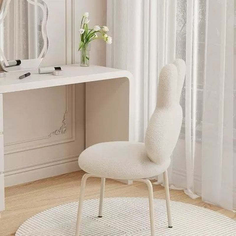 Contemporary Bunny-Back Lambswool Iron Round Vanity Stool