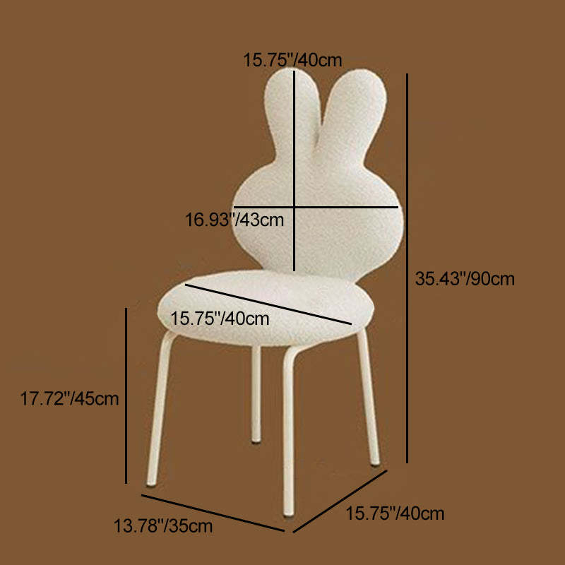 Contemporary Bunny-Back Lambswool Iron Round Vanity Stool — Green