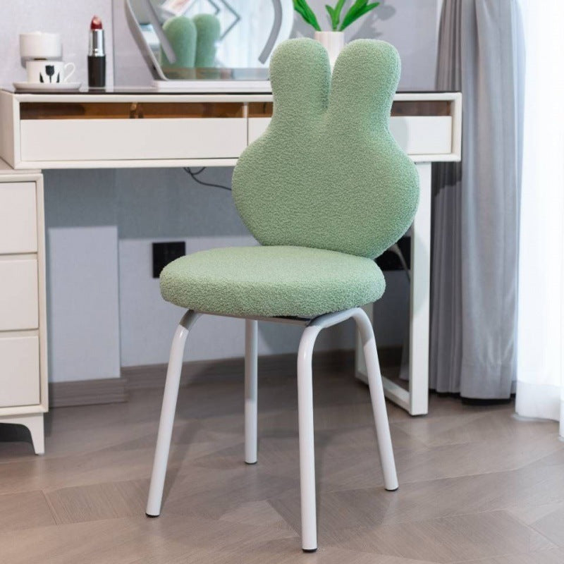 Contemporary Bunny-Back Lambswool Iron Round Vanity Stool