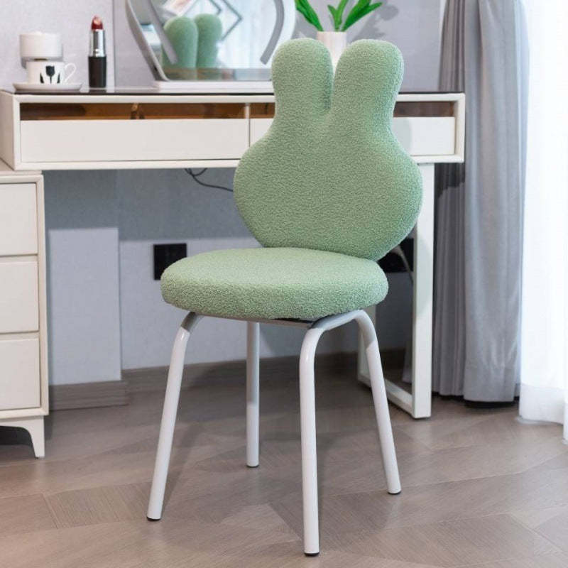 Contemporary Bunny-Back Lambswool Iron Round Vanity Stool
