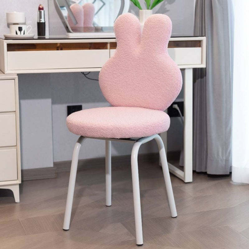 Contemporary Bunny-Back Lambswool Iron Round Vanity Stool