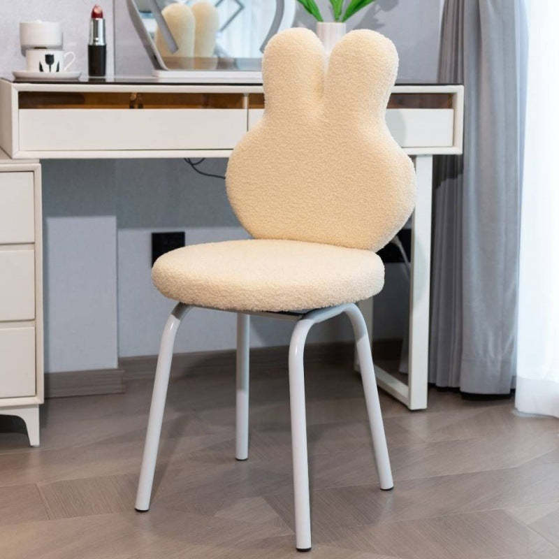 Contemporary Bunny-Back Lambswool Iron Round Vanity Stool
