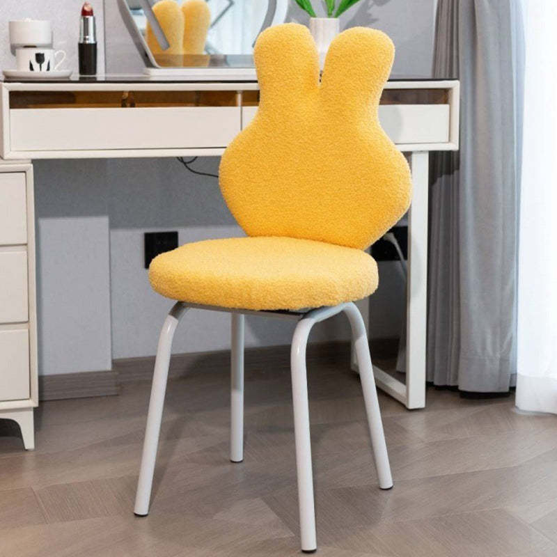 Bunny-back lambswool iron vanity stools for bedroom — Yellow