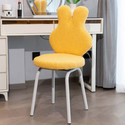 Contemporary Bunny-Back Lambswool Iron Round Vanity Stool