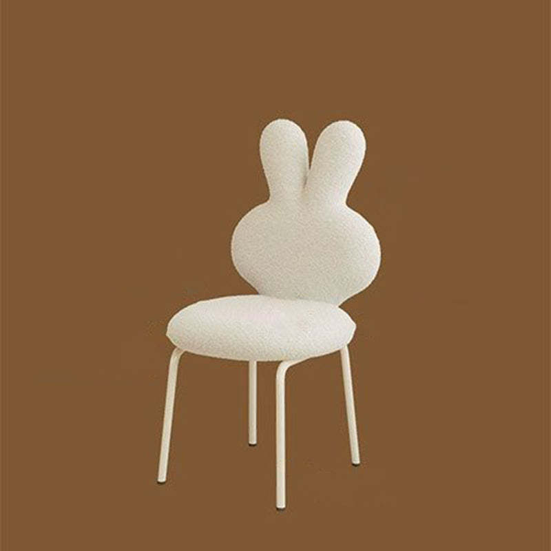 Contemporary Bunny-Back Lambswool Iron Round Vanity Stool — Yellow