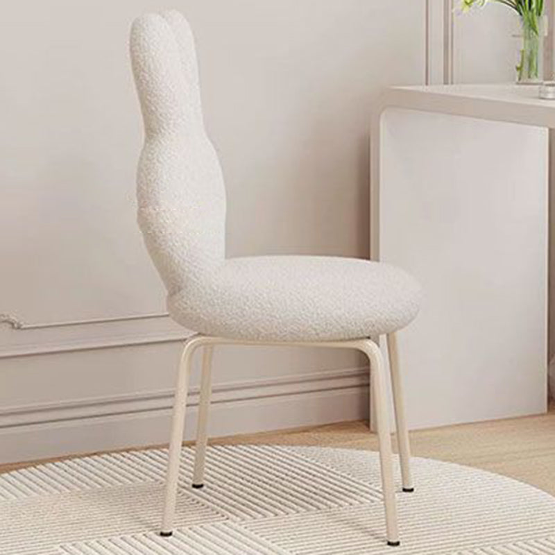 Contemporary Bunny-Back Lambswool Iron Round Vanity Stool