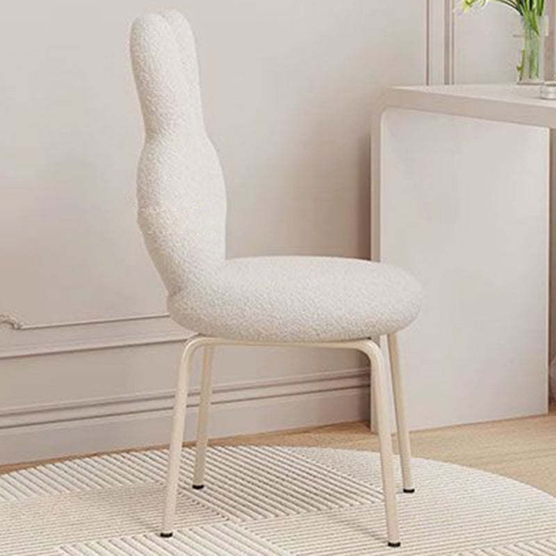 Contemporary Bunny-Back Lambswool Iron Round Vanity Stool