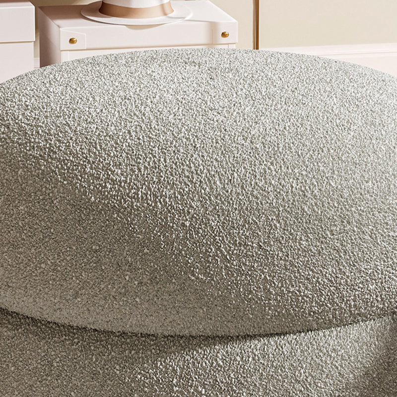 Contemporary Lambswool Solid Wood Low Stool — White