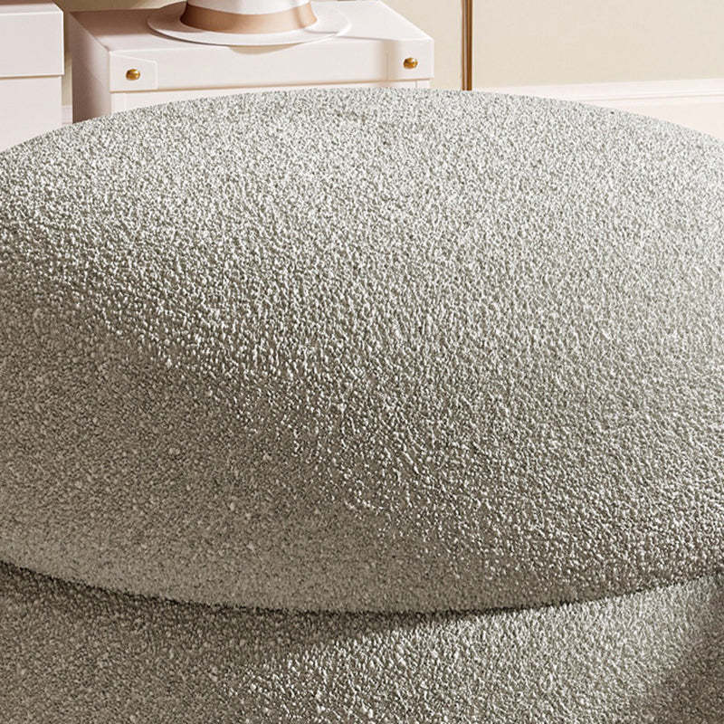 Contemporary Lambswool Solid Wood Low Stool — White
