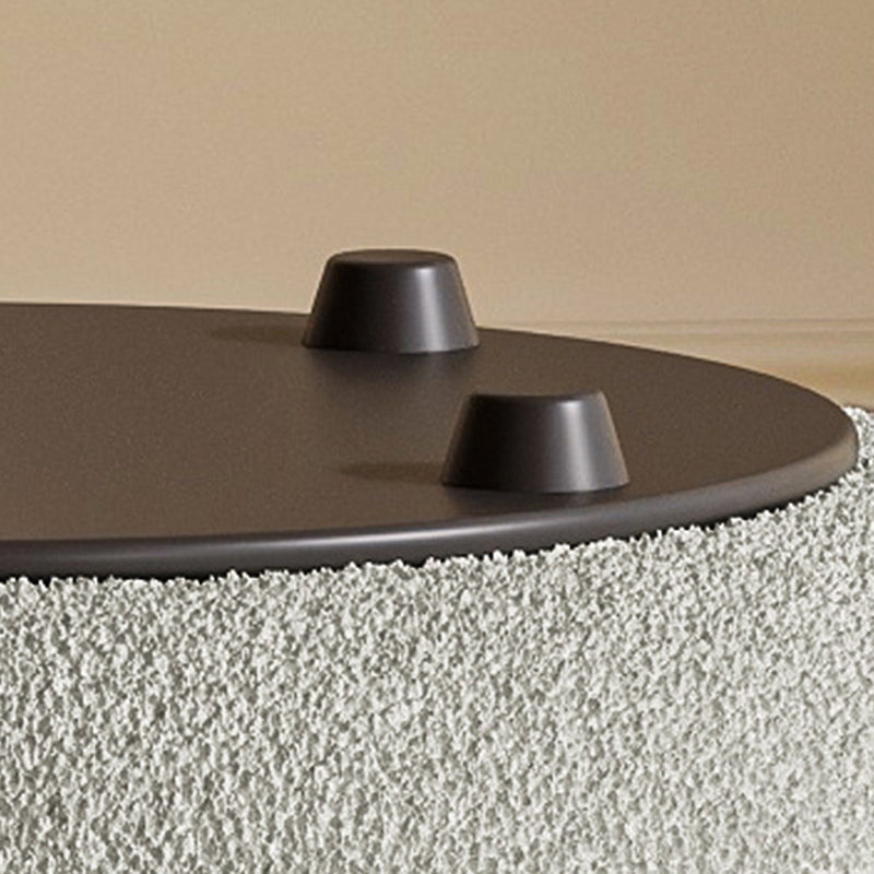 Contemporary Lambswool Solid Wood Low Stool — Gray