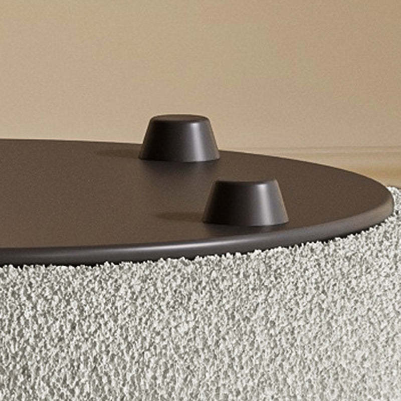 Contemporary Lambswool Solid Wood Low Stool — Gray