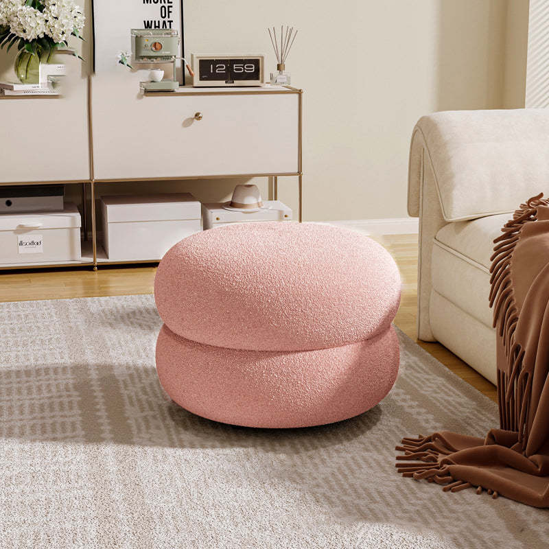 Lighom creative lambswool low wood low stools — 13.78" L x 8.66" H / Pink