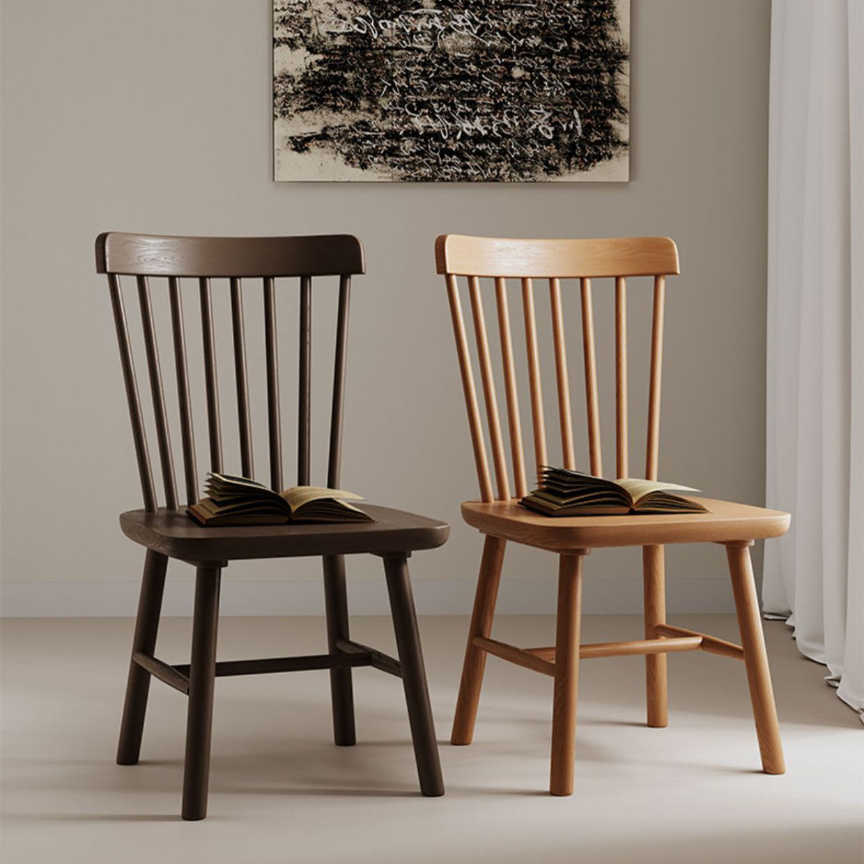 Minimalist Solid Wood Dining Chair — Walnut