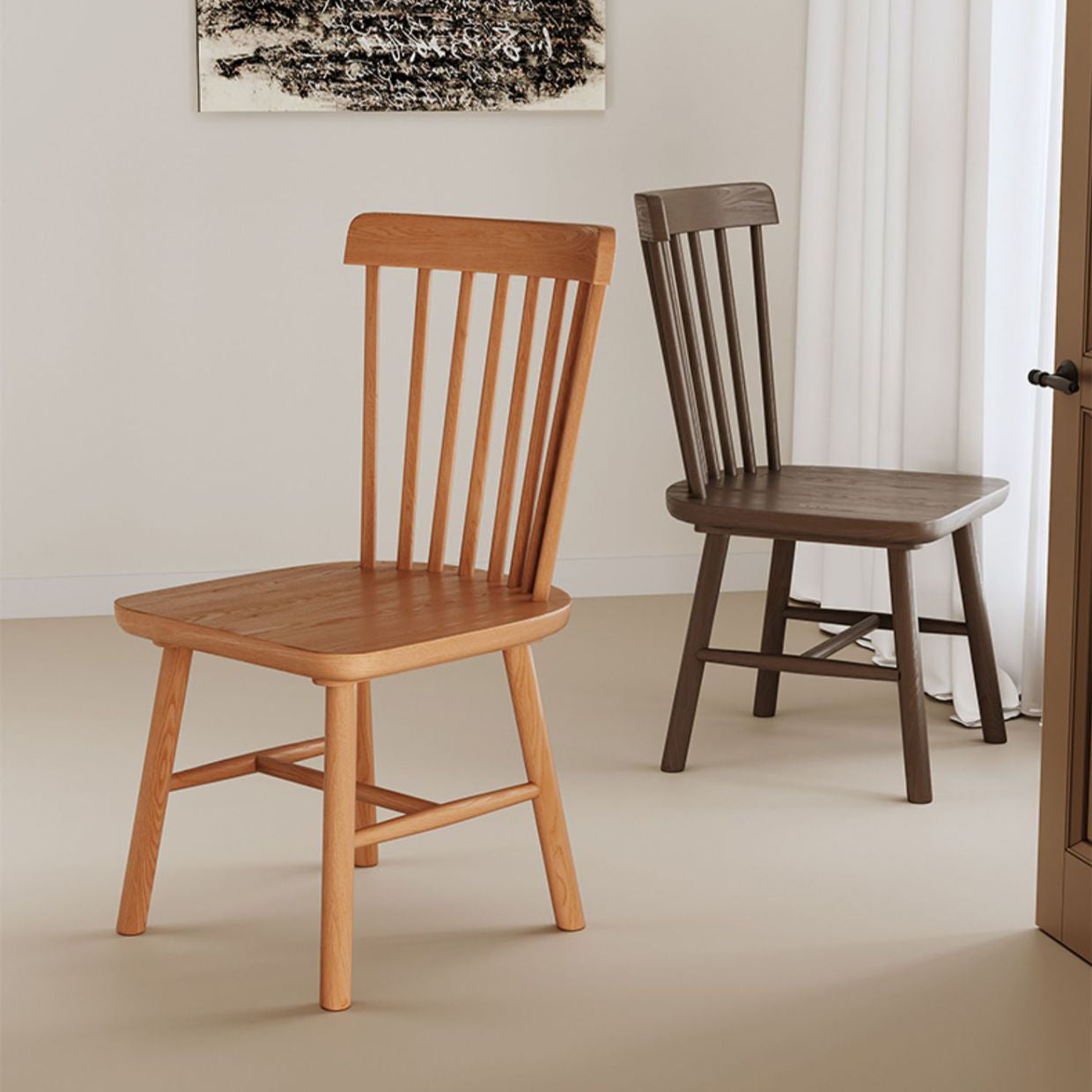 Minimalist Solid Wood Dining Chair — Cherry Wood