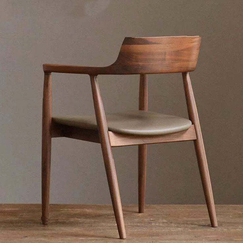 Minimalist Leather Wood Frame Dining Chair