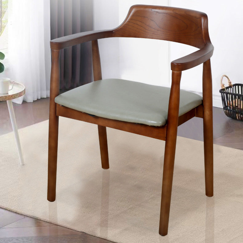 Minimalist Leather Wood Frame Dining Chair