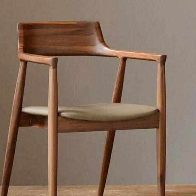 Minimalist Leather Wood Frame Dining Chair