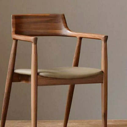 Minimalist Leather Wood Frame Dining Chair
