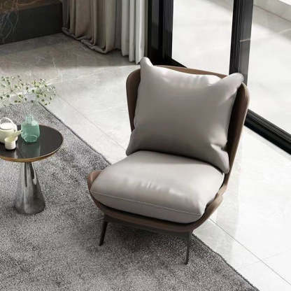 Nordic Upholstered Leather Accent Chair