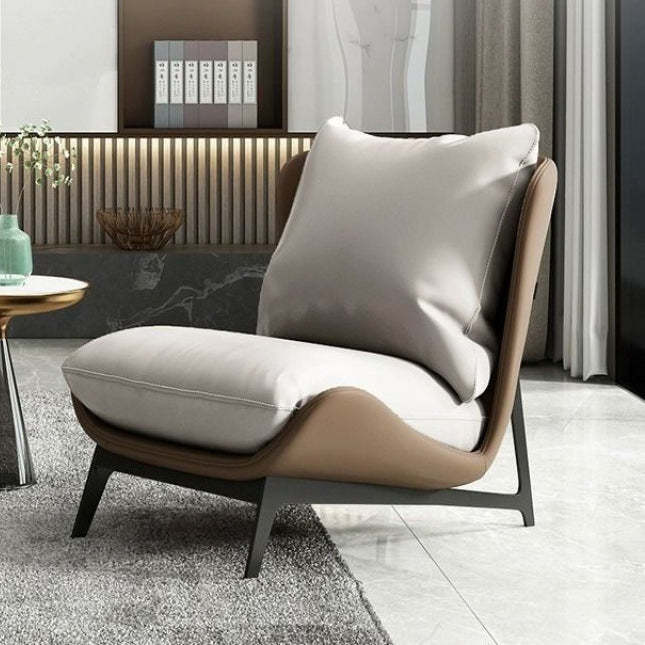 Nordic Upholstered Leather Accent Chair — Gray