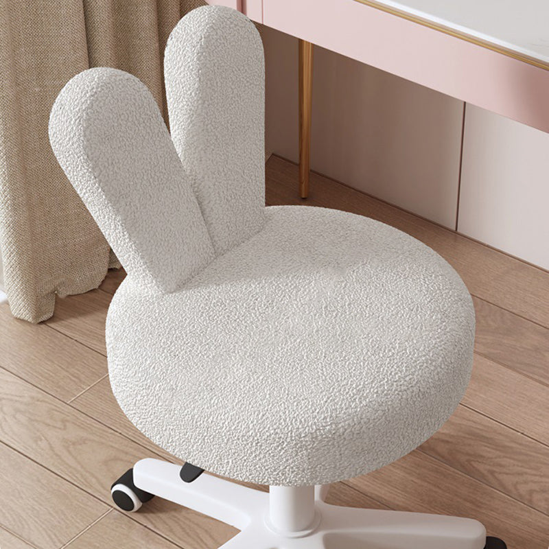 Contemporary Rabbit-Back Lambswool Metal Round Vanity Stool