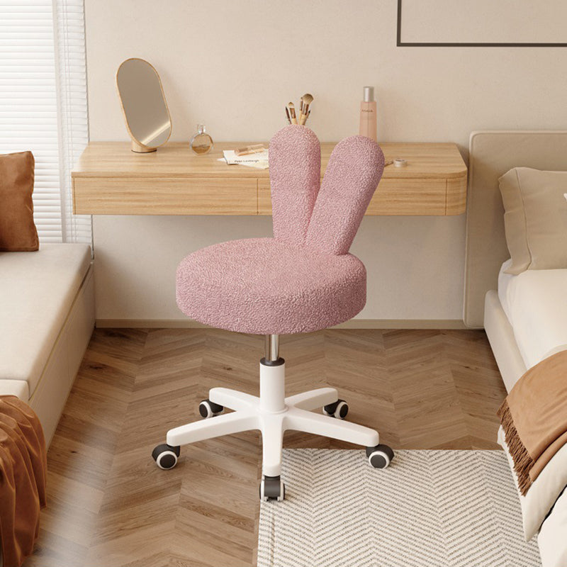 Contemporary Rabbit-Back Lambswool Metal Round Vanity Stool
