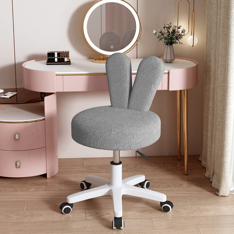 Contemporary Rabbit-Back Lambswool Metal Round Vanity Stool