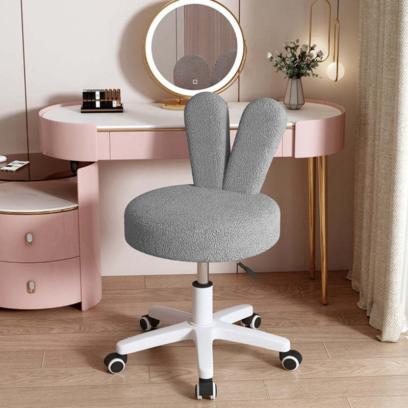 Contemporary Rabbit-Back Lambswool Metal Round Vanity Stool