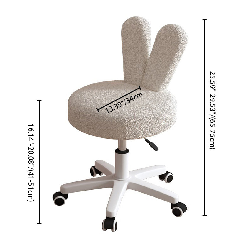 Contemporary Rabbit-Back Lambswool Metal Round Vanity Stool