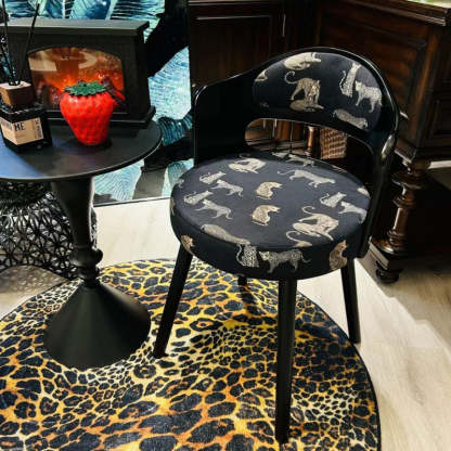 Retro Swivel Wood Fabric Vanity Stool