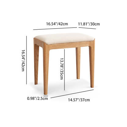 Minimalist Upholstered Fabric Wood Vanity Stool