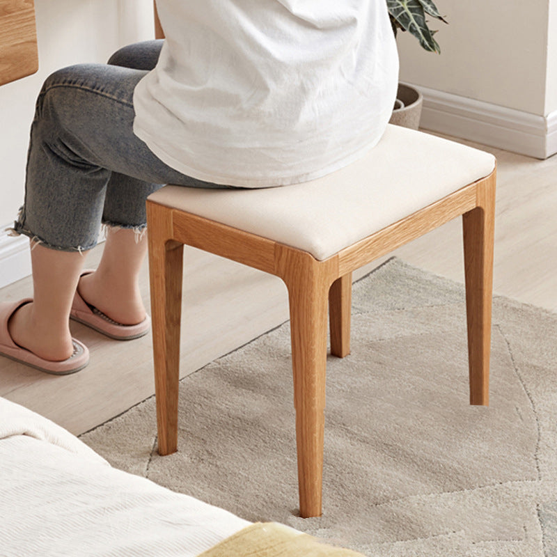 Minimalist Upholstered Fabric Wood Vanity Stool