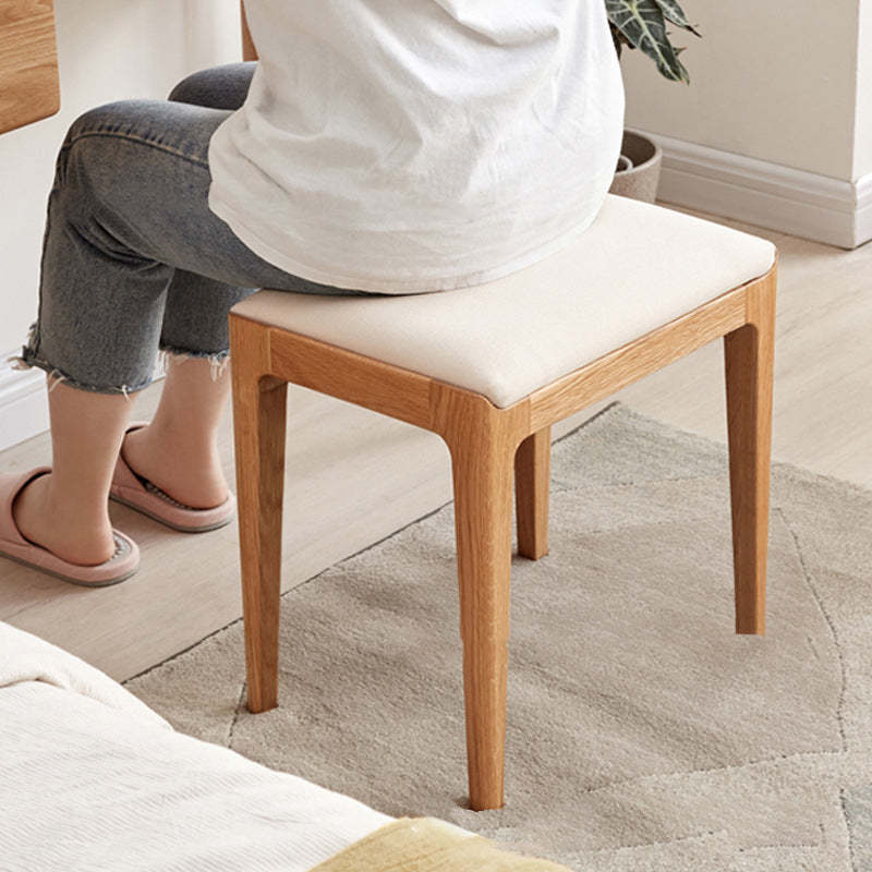 Minimalist Upholstered Fabric Wood Vanity Stool