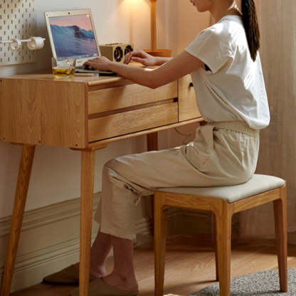 Minimalist Upholstered Fabric Wood Vanity Stool