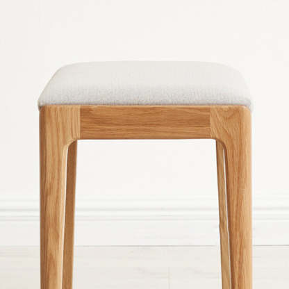 Minimalist Upholstered Fabric Wood Vanity Stool