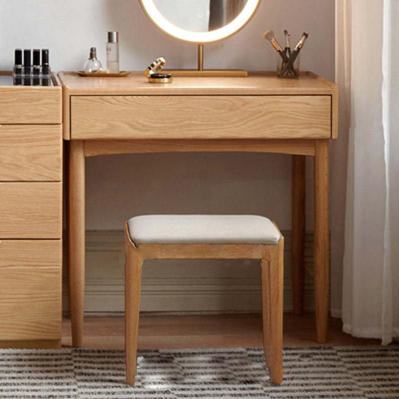 Minimalist Upholstered Fabric Wood Vanity Stool