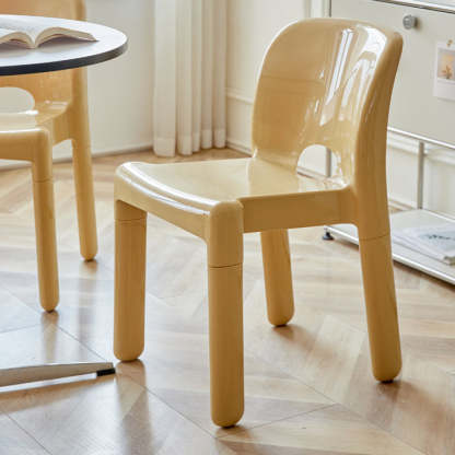 Mid-Century Plastic Dining Chair — Beige