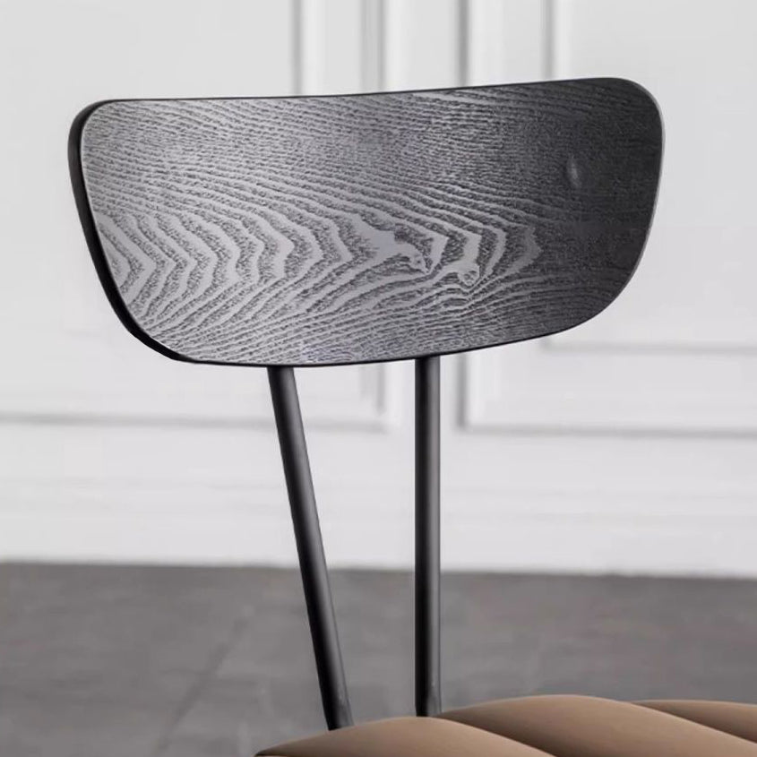 Nordic Striped Wood Leather Dining Chair