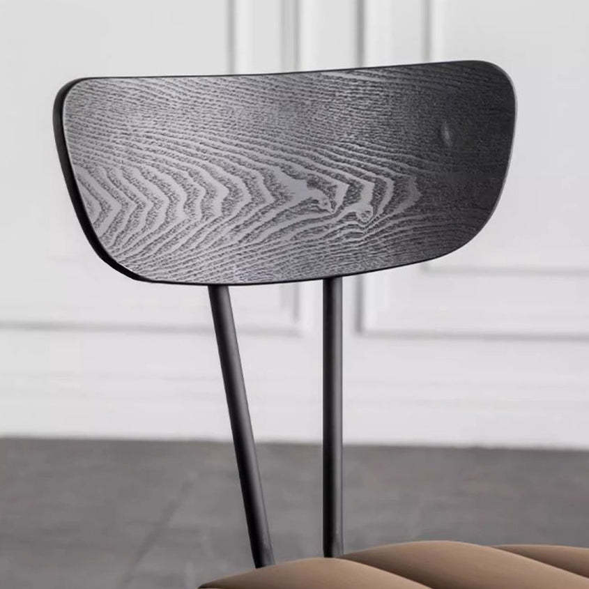 Nordic Striped Wood Leather Dining Chair