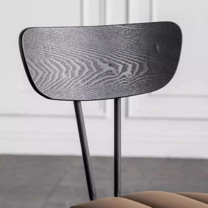 Nordic Striped Wood Leather Dining Chair