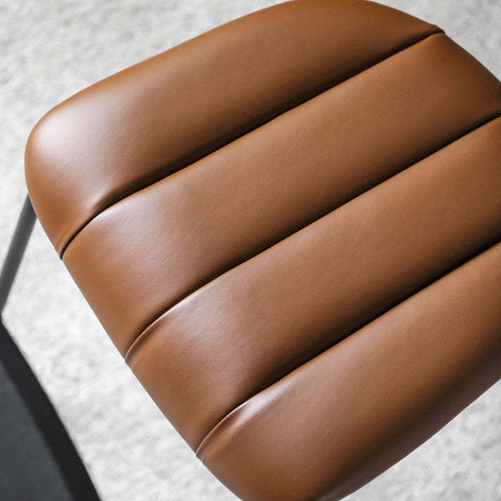 Nordic Striped Wood Leather Dining Chair